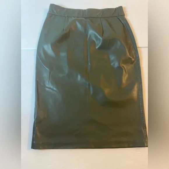 Brochu Walker Olive Green Vegan Leather Pencil Skirt Size S - Picture 8 of 11